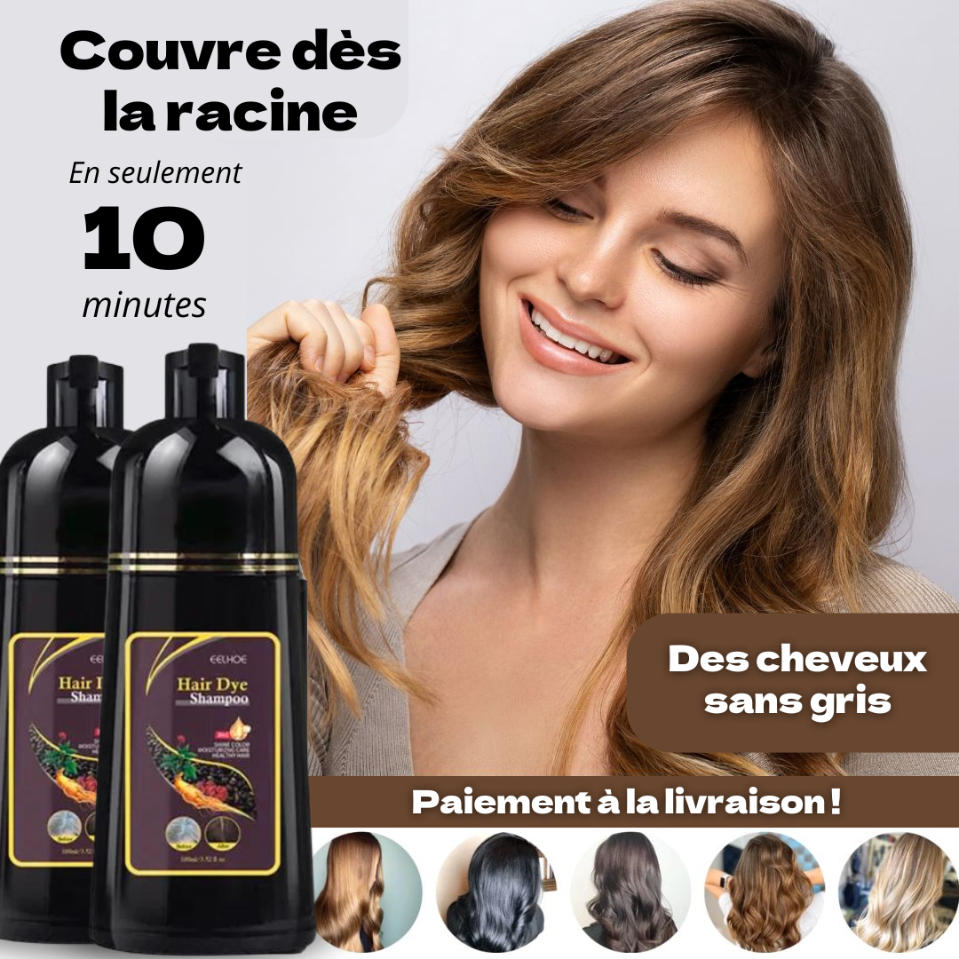 Shampoing Colorant 3-en-1 pour Cheveux Blancs + Peigne Écologique en Bambou Offert