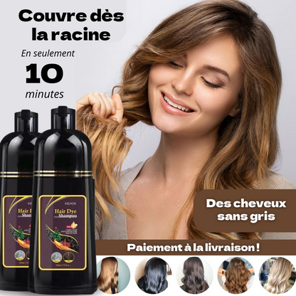 Shampoing Colorant 3-en-1 pour Cheveux Blancs + Peigne Écologique en Bambou Offert